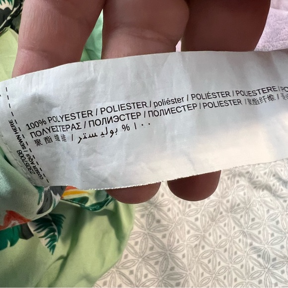 NWOT Mango floral wide leg pants in green boho leaf flower print size large - Picture 6 of 16